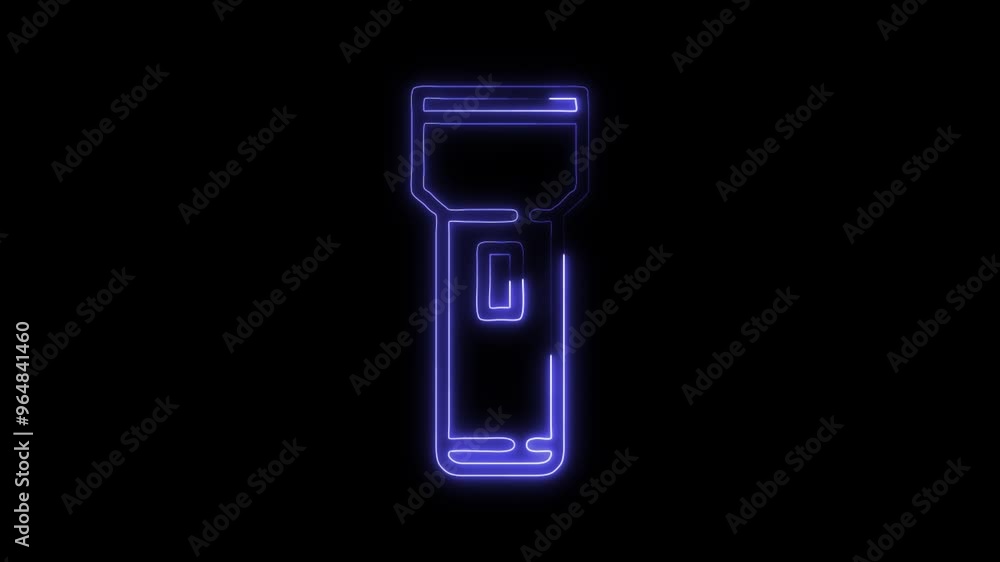 Glowing neon line Flashlight icon isolated on black background. HD Video motion graphic animation Glowing neon line Flashlight icon isolated on black background. HD Video motion graphic animation