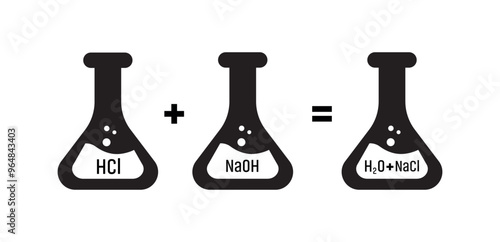 HCl hydrochloric acid, NaOH sodium hydroxide, and NaCl, sodium chloride