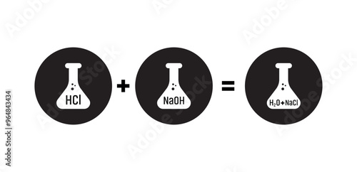 HCl hydrochloric acid, NaOH sodium hydroxide, and NaCl, sodium chloride