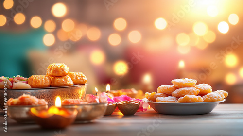 Festive Diwali Sweets and Snacks Display