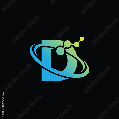 letter D concept technology logo design vector illustration