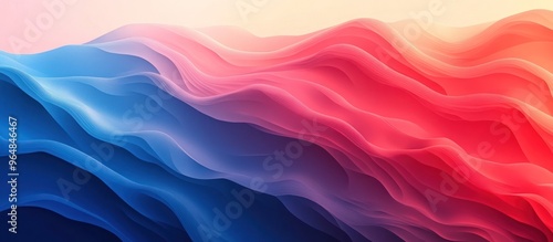 Abstract Digital Art with Saturated Blue and Red Waves