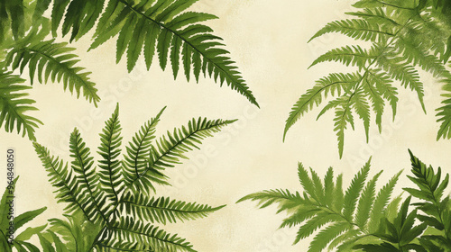 Wallpaper Mural wallpaper featuring delicate fern fronds layered over one another, emphasizing their natural, leafy texture and bringing a sense of greenery and tranquility indoors. Torontodigital.ca