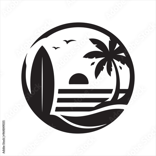 Surfboard Silhouette Vector Illustration for Beach-Themed Designs