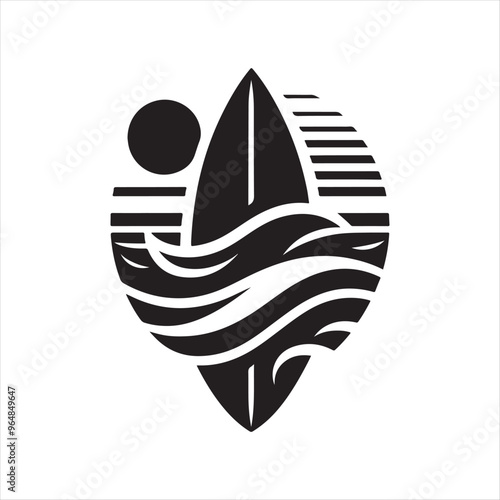 Surfboard Silhouette Vector Illustration for Beach-Themed Designs