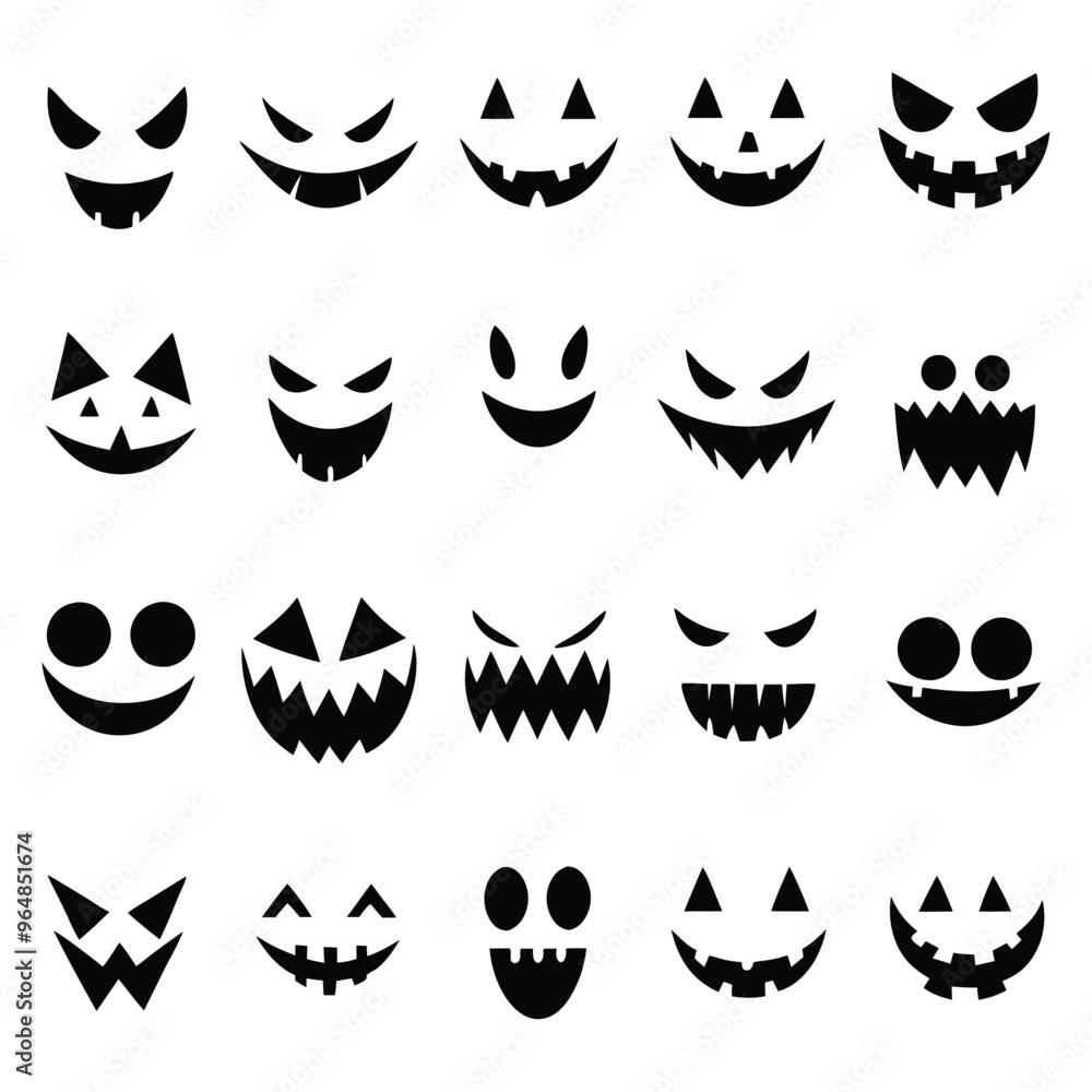 Halloween jack-o'-lantern faces vector collection. Halloween jack-o'-lantern faces vector collection.