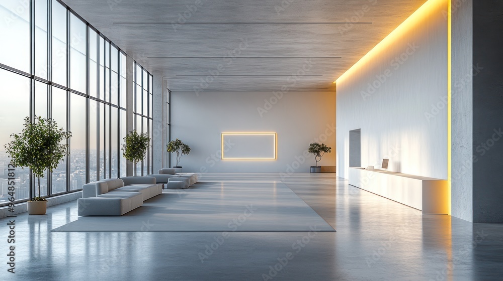 Fototapeta premium Modern Interior Design with City View