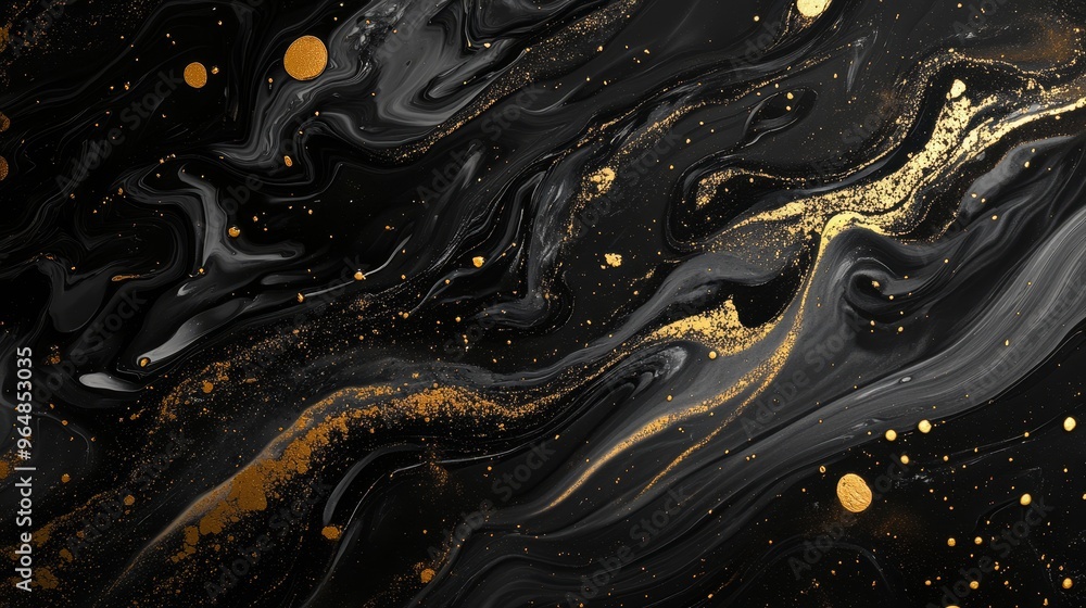 Black fluid art marbling paint texture. Black marbling background Black fluid art marbling paint texture. Black marbling background