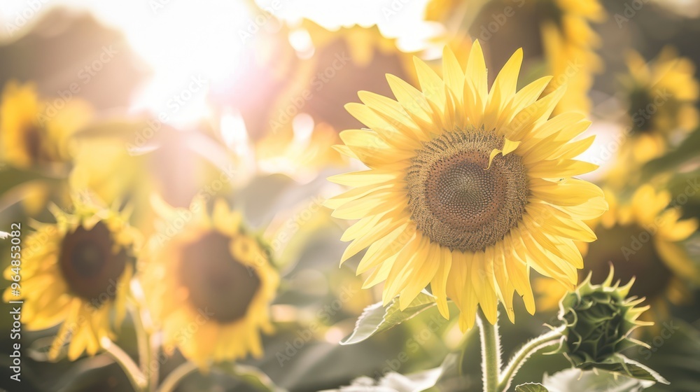 Fototapeta premium Golden Sunflowers in Field