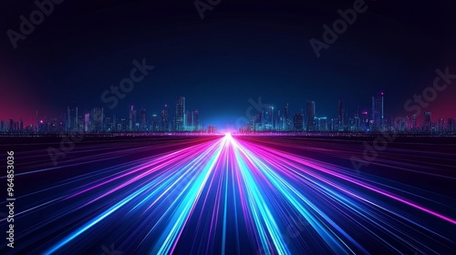 Image depicting motion speed effects against a backdrop of a night cityscape