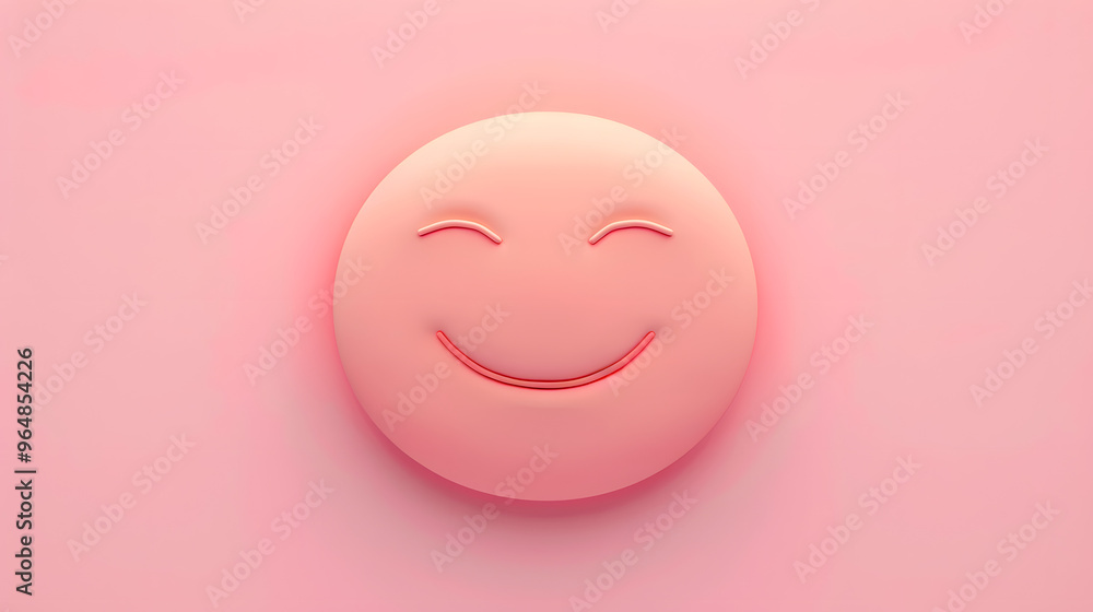 Fototapeta premium Relieved eyes and mouth emoji expression on pink background