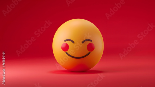 Wallpaper Mural Relieved eyes and mouth emoji expression on red background Torontodigital.ca