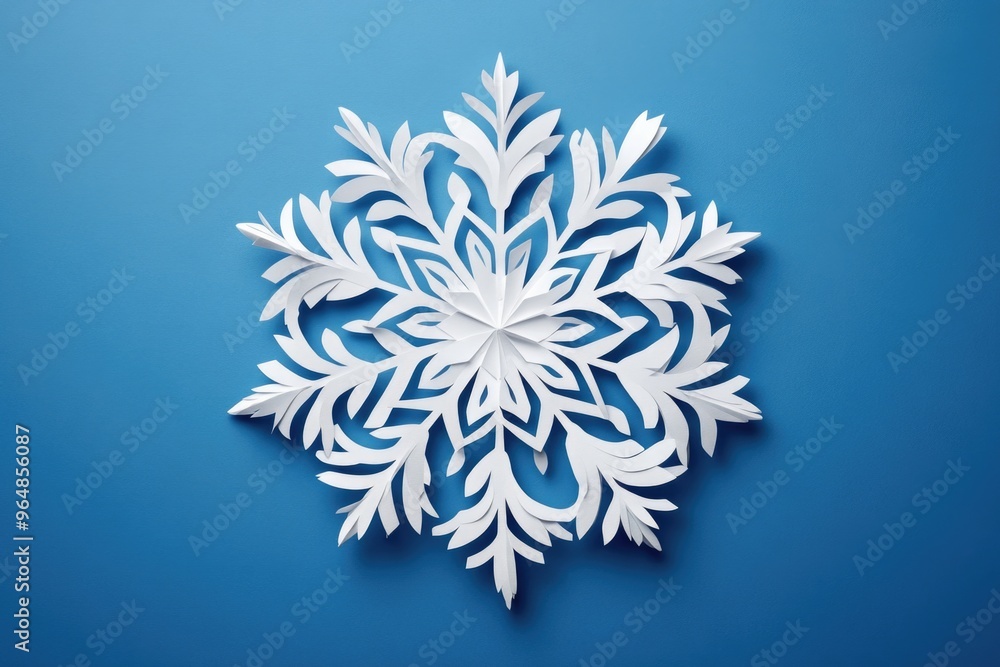 Paper Snowflake on Blue Background Paper Snowflake on Blue Background