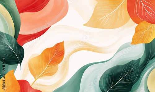 Flowing lines and vibrant hues give this abstract tree illustration a sense of fluidity and dynamism. Branches twist and intertwine in a dynamic fluid design with swirling colors