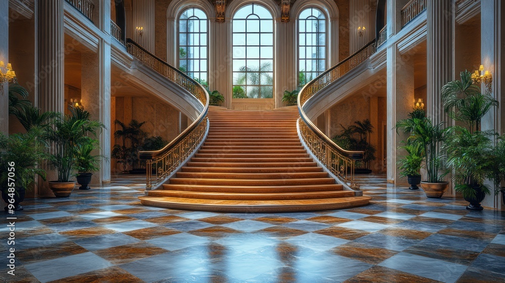 Grand Staircase in a Luxurious Mansion Grand Staircase in a Luxurious Mansion