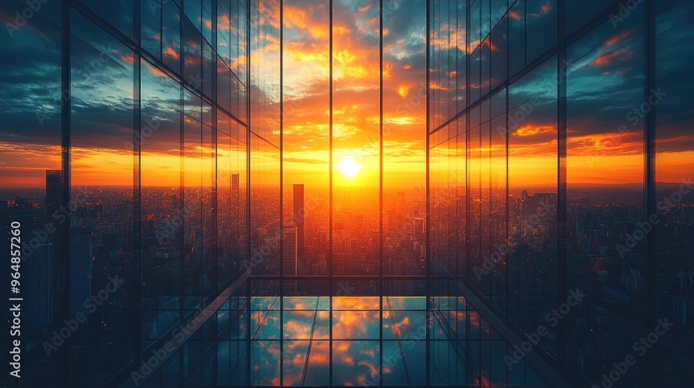 Cityscape Sunset View from Skyscraper Cityscape Sunset View from Skyscraper