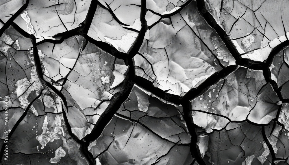 Cracked, grunge, dry black and white abstract surface texture, isolated in PNG format against Cracked, grunge, dry black and white abstract surface texture, isolated in PNG format against