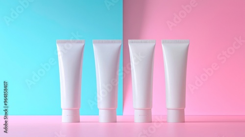  white cream tubes and pink background