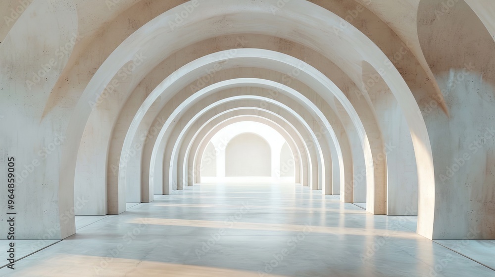 Elegant Passage: A Minimalist 3D Render of an Arched Interior Archway Elegant Passage: A Minimalist 3D Render of an Arched Interior Archway