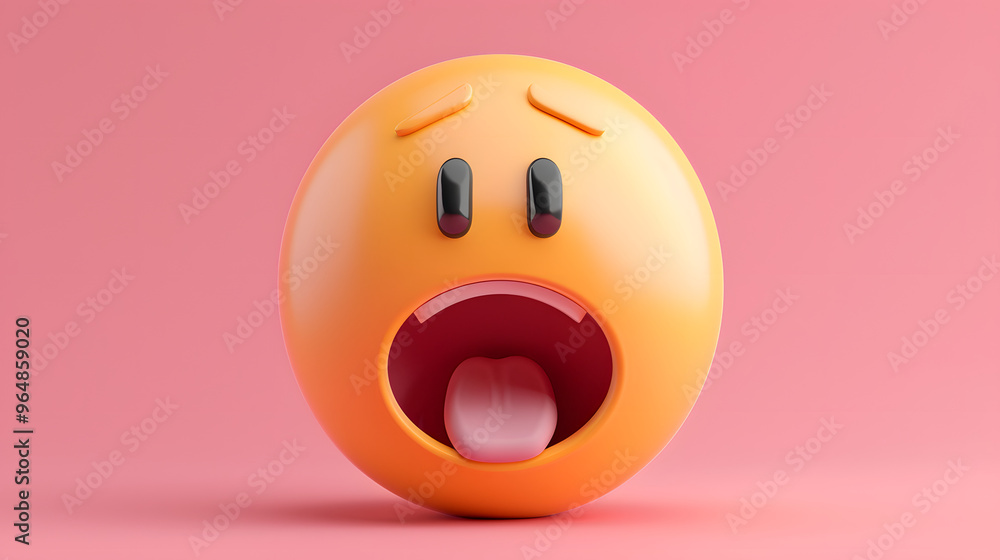 Shocked eyes and mouth emoji expression on pink background Shocked eyes and mouth emoji expression on pink background
