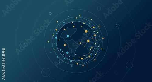 Abstract Digital Globe Illustration Concept, Network Infrastructure and Global Data Connection, Global Technology Connectivity, Wallpaper, Abstract Background