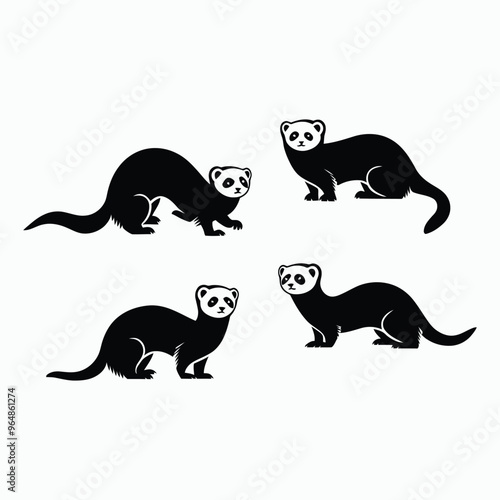 Ferret Silhouette Vector Bundle Animals Illustration Template