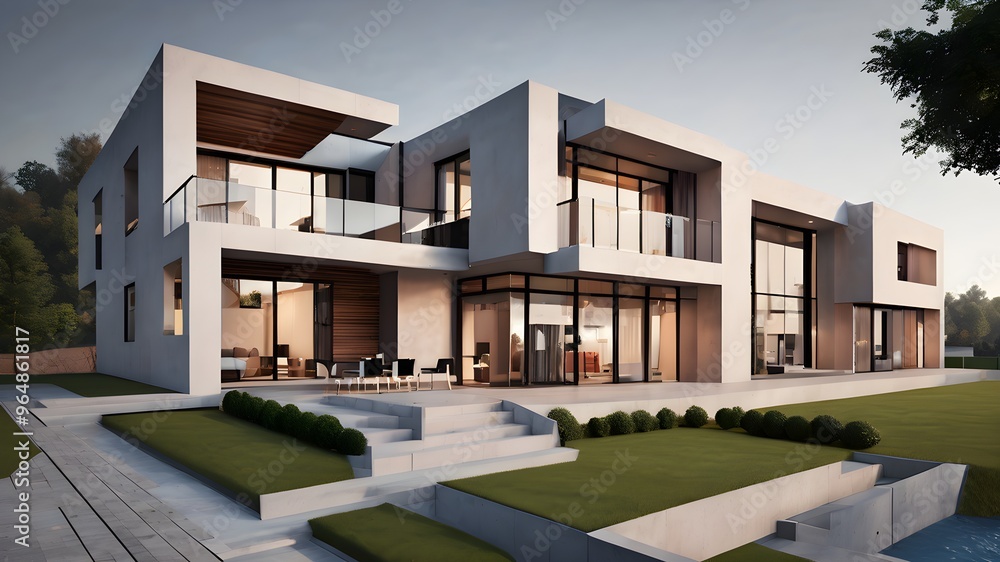 modern house with a balcony real estate modern house with a balcony real estate