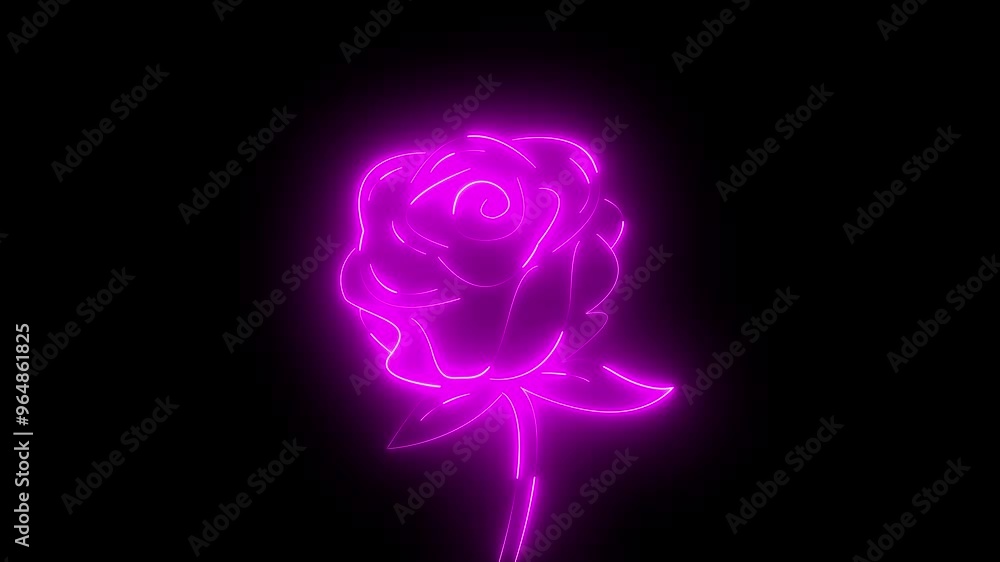 Abstract pink color rose glowing on the black background. Animation collection concept with light saber and glow effects. Abstract neon happy valenstine's day and rose day animation 4k video. Abstract pink color rose glowing on the black background. Animation collection concept with light saber and glow effects. Abstract neon happy valenstine's day and rose day animation 4k video.