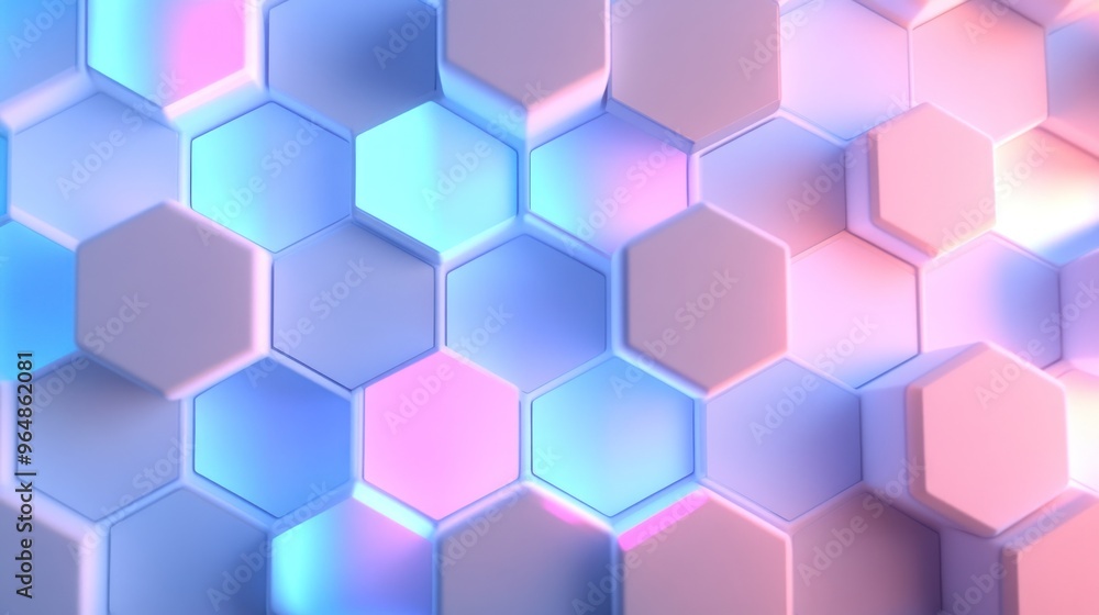 Abstract Hexagon Pattern with Neon Lighting Abstract Hexagon Pattern with Neon Lighting