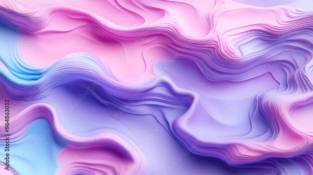 Naklejka premium Abstract fluid pastel landscape with pink and purple waves