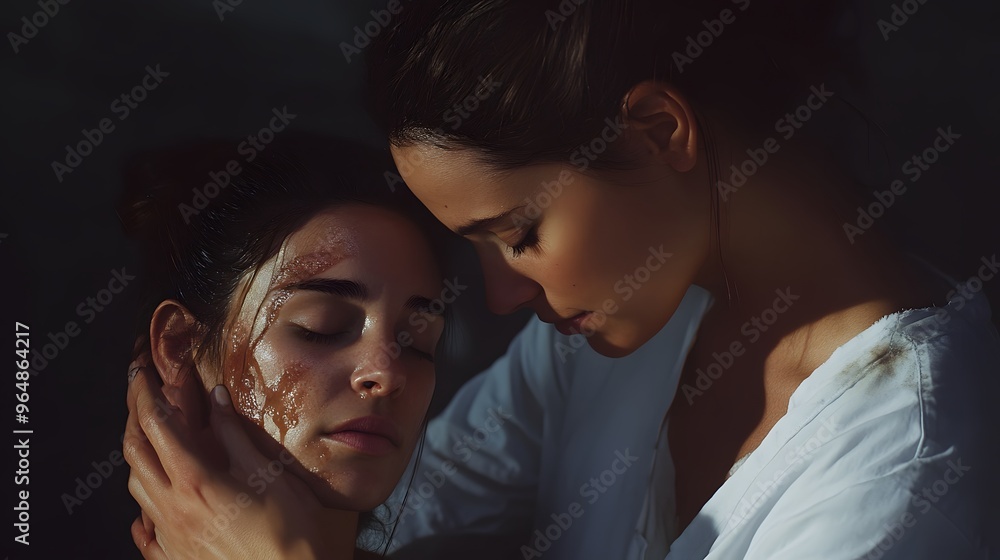 Woman with Honey Mask Receives a Gentle Touch from Another Woman Woman with Honey Mask Receives a Gentle Touch from Another Woman