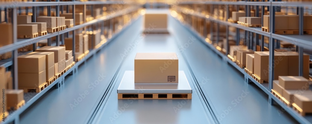 Fototapeta premium Holographic warehouse layout, digital product placement, ultra-modern design