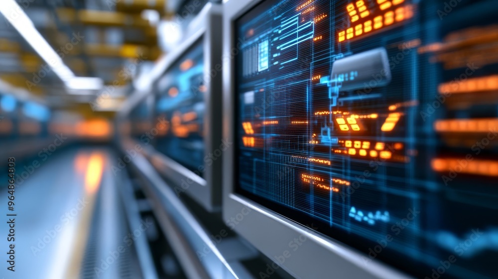 Predictive supply chain modeling, 3D data visualization, holographic forecast Predictive supply chain modeling, 3D data visualization, holographic forecast