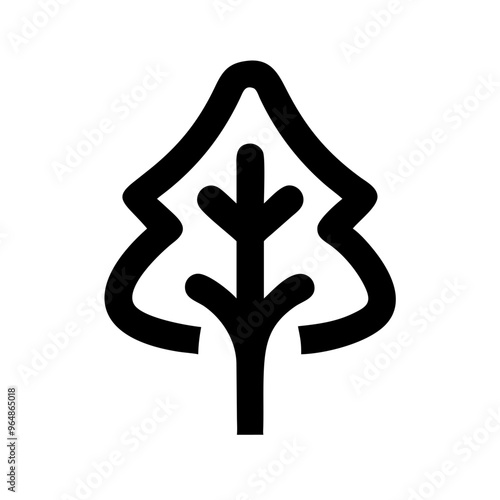 Tree symbol with branches representing nature and sustainability, black and white design 