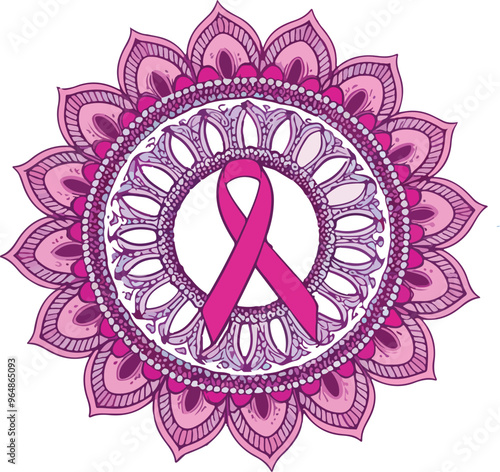 Colorful  T-shirt displaying motivational design for Breast Cancer Awareness Month featuring pink accents and promotional messaging.