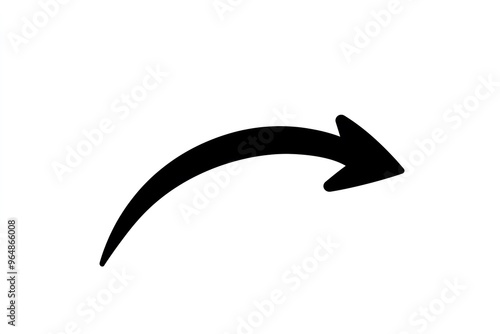 Simple black curved arrow pointing to the right on white