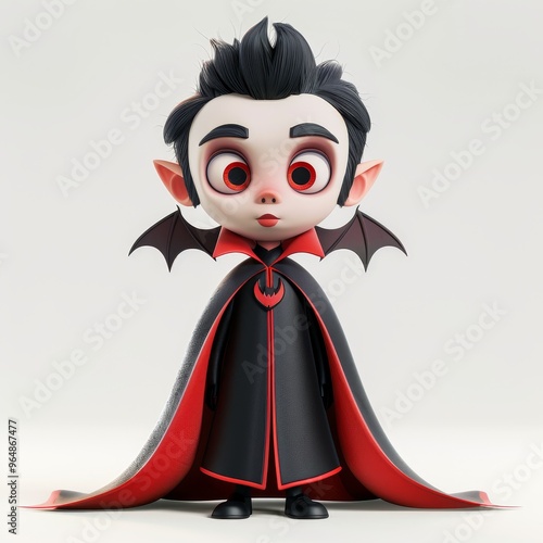 Cute cartoon vampire character with cape and bat wings, perfect for Halloween or playful designs.