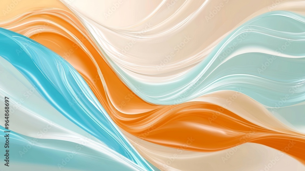 Abstract background with wavy orange and blue lines flowing on a soft light background, creating a sense of movement and energy Abstract background with wavy orange and blue lines flowing on a soft light background, creating a sense of movement and energy