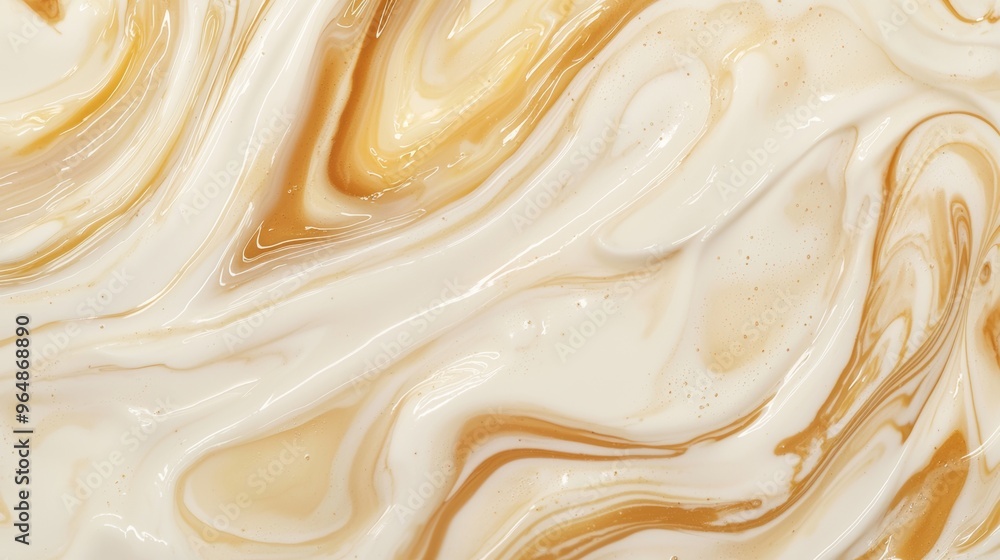 Luxurious cream swirling in elegant marble pattern, with white, caramel, beige, and brown tones. Smooth texture for skin care, organic and healthy. Perfect for beauty projects with copy space Luxurious cream swirling in elegant marble pattern, with white, caramel, beige, and brown tones. Smooth texture for skin care, organic and healthy. Perfect for beauty projects with copy space