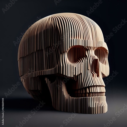 Isolated human skull on black background, a symbol of death and anatomy photo