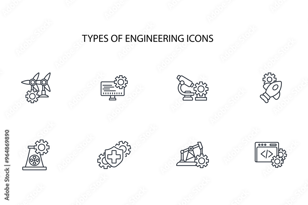 Engineering icon set.vector.Editable stroke.linear style sign for use web design,logo.Symbol illustration. Engineering icon set.vector.Editable stroke.linear style sign for use web design,logo.Symbol illustration.