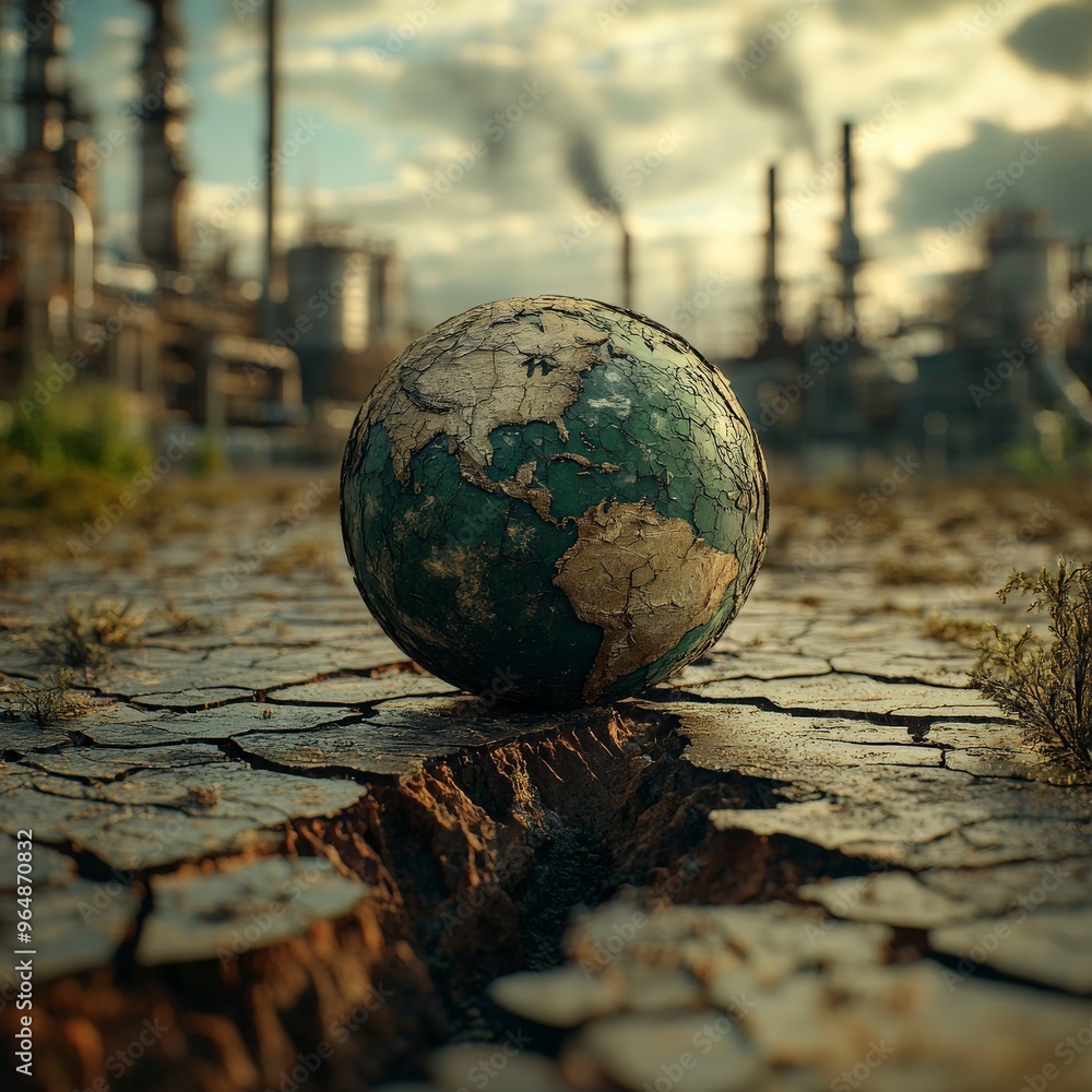 Earth with Lush Green and Dry Cracked Contrast Earth with Lush Green and Dry Cracked Contrast
