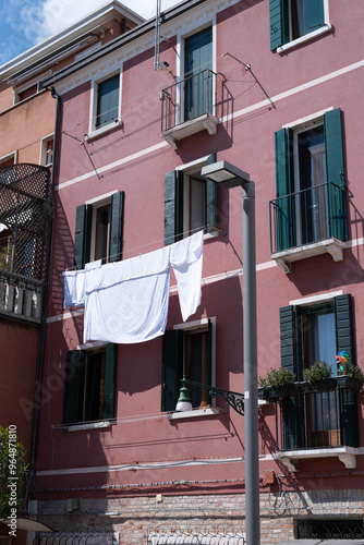 Street in venice with laundry hanging 