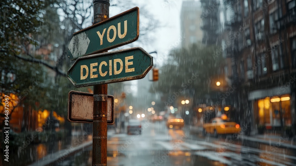 Obraz premium Street Signpost Symbolizing Decision Making