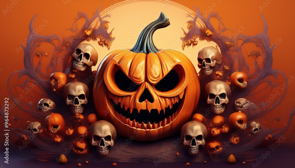 Jack-o-Lantern with and orange background Jack-o-Lantern with and orange background