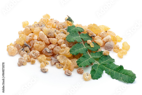 Frankincense (Boswellia sacra), Burseraceae. Resin. deciduous tree, plant of ethnic interest,