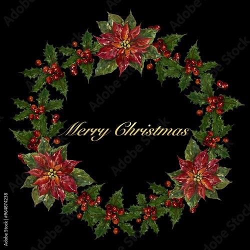 ポインセチアの豪華なクリスマスリース