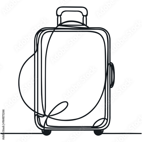 Continuous one line drawing of a travel bag, vector illustration