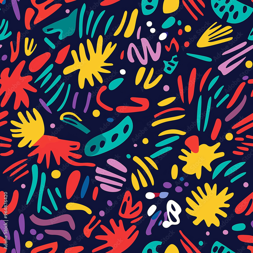 Quirky whimsical bold colored doodles - seamless pattern Quirky whimsical bold colored doodles - seamless pattern