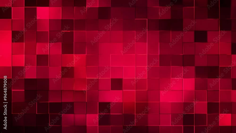 Abstract pulsing red squares dark background. Animated glowing pixel grid for technology digital presentation, or title screen backdrop for modern design geometric theme. Abstract pulsing red squares dark background. Animated glowing pixel grid for technology digital presentation, or title screen backdrop for modern design geometric theme.